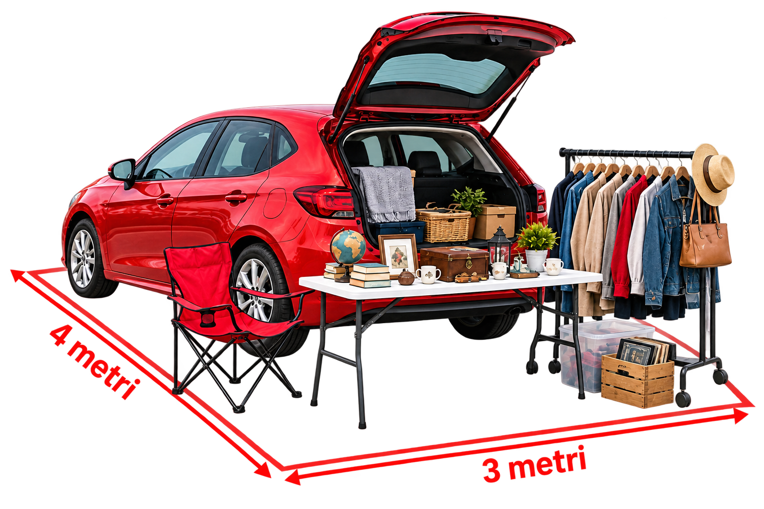 Dimensioni dello spazio espositore CarBoot